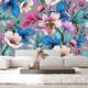 Grey Wallpaper with Pink Flowers - Bed Bath & Beyond - 35647433