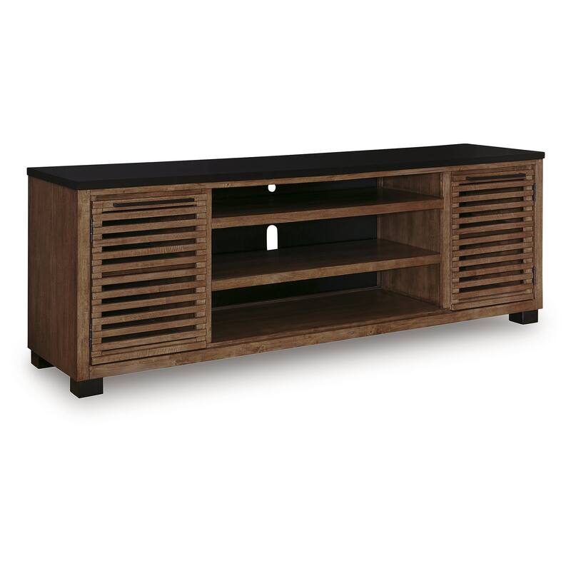 Signature Design by Ashley Kallari Warm Brown/Black 84" TV Stand for TVs up to 96" - 83"W x 20"D x 29"H