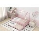 preview thumbnail 7 of 5, Metal Twin Size House-shaped Platform Bed with Full-length Fence and Trundle