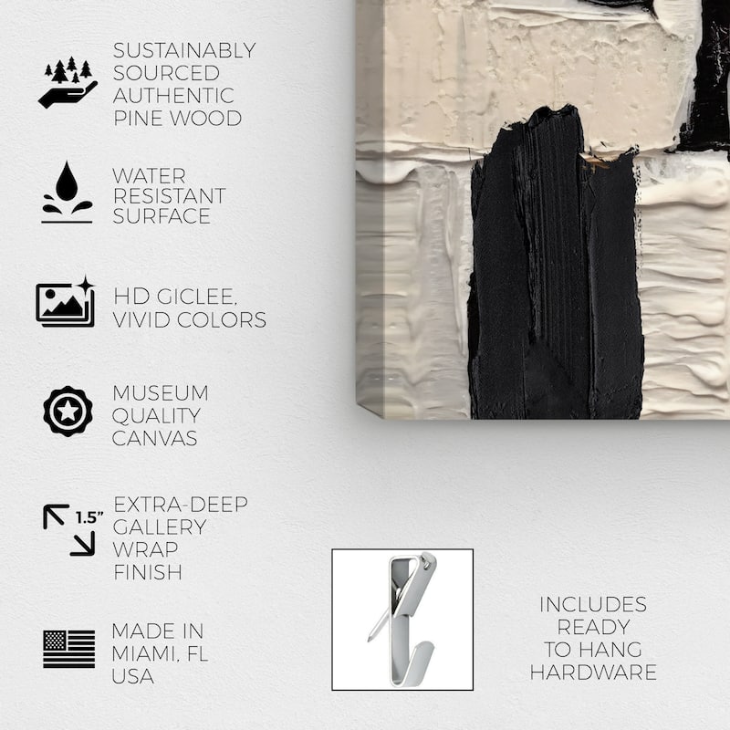 Wynwood Studio Abstract Argo Black and Cream White Modern & Contemporary Wall Art Canvas Print