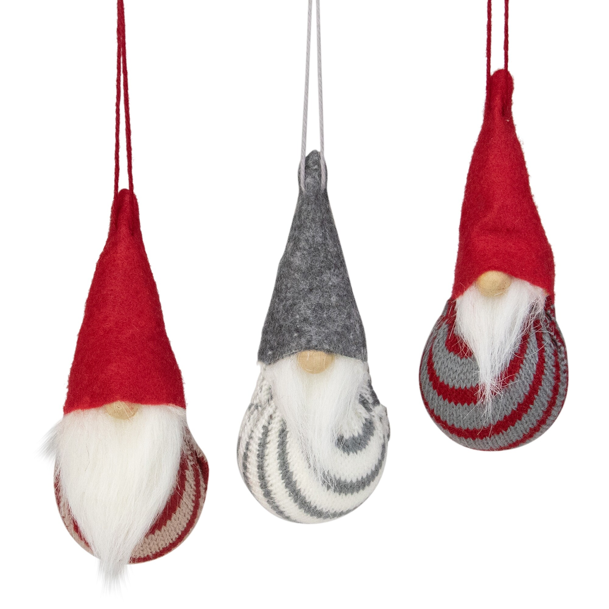 Shop Set Of 3 Red And Gray Santa Gnome Christmas Ornaments 4 75