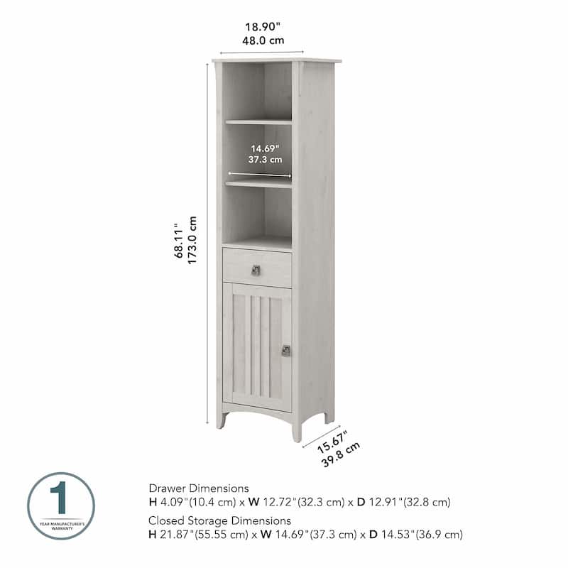 Salinas Tall Narrow Bookcase Storage Cabinet by Bush Furniture