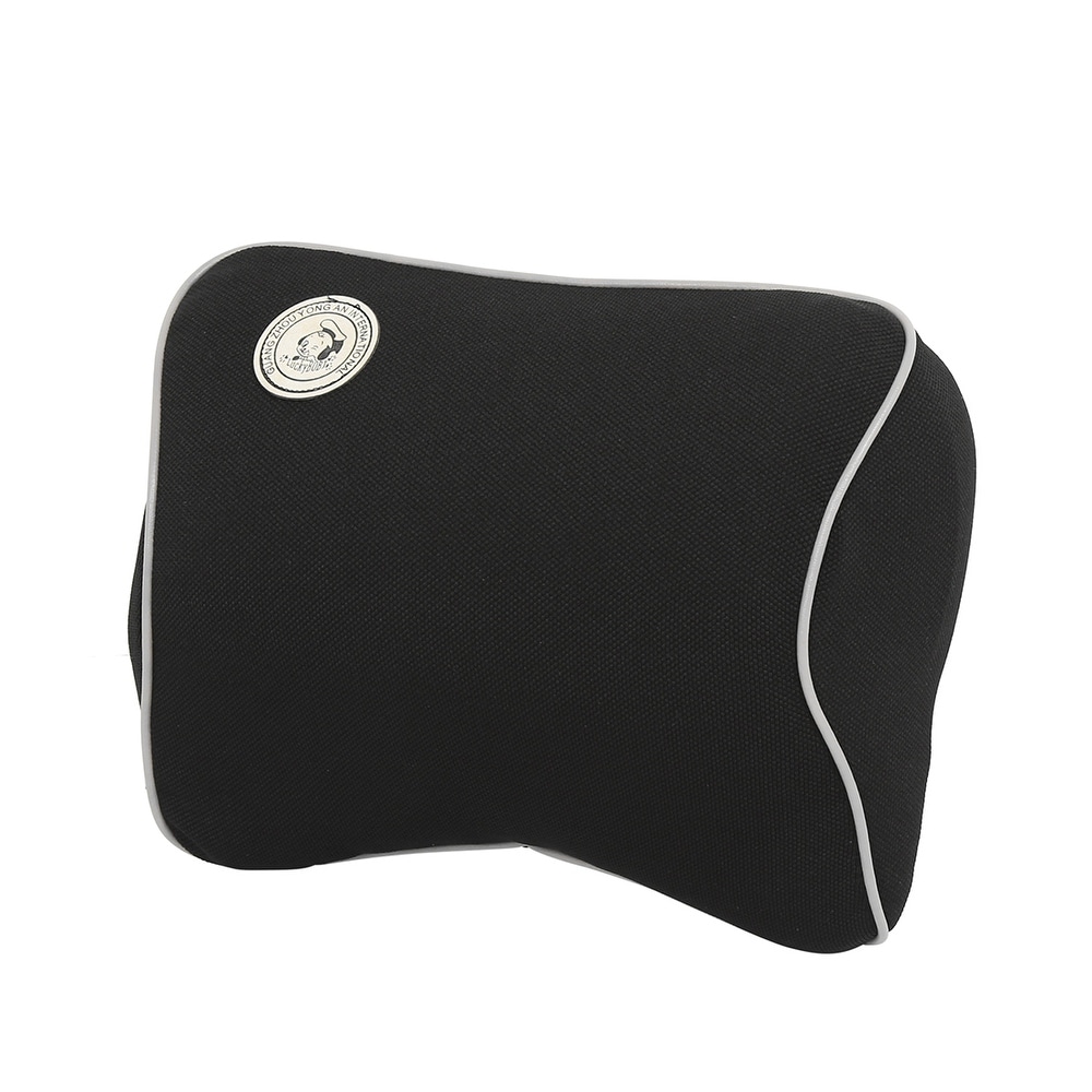 Auto Car Seat Neck Pillow Headrest Cushion Memory Foam Adjustable Strap – Black (Black)