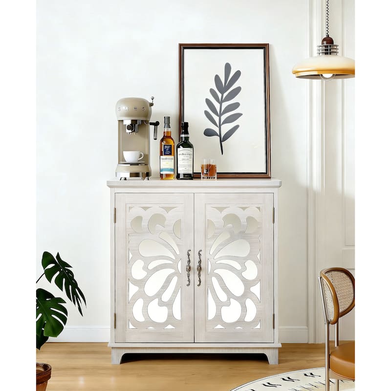 Elegant sideboard with 2 acrylic mirrored doors Sideboard and Buffet