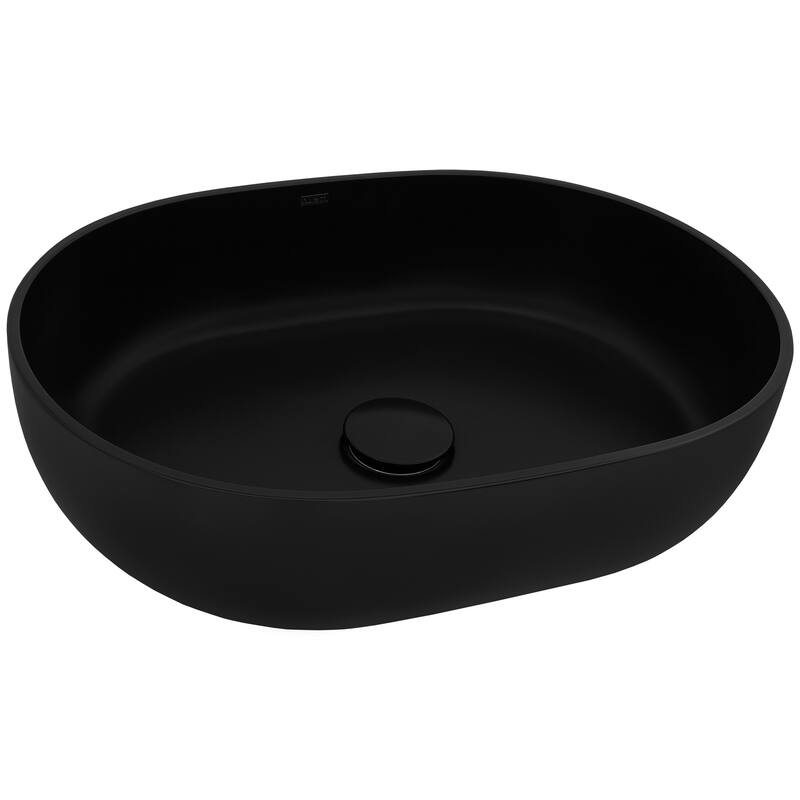 Ruvati 19-inch Matte Black epiStone Solid Surface Modern Bathroom Vessel Sink - RVB2119BK - 18-7/8" x 14-5/8"