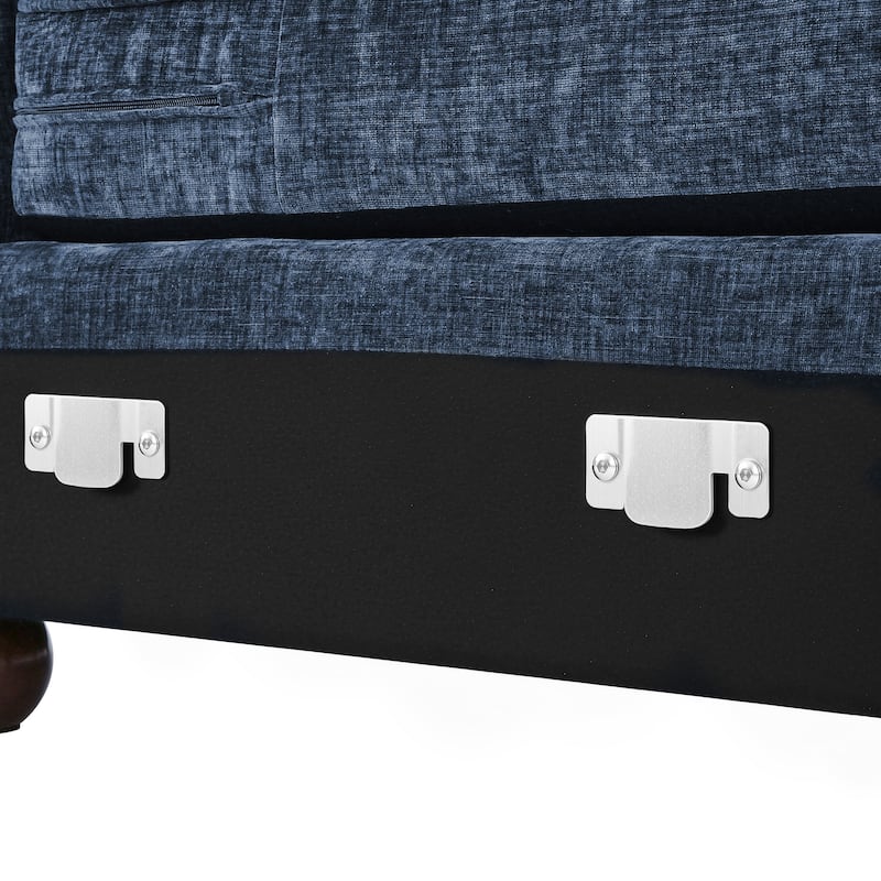 90.6 Inch 3-Seater Sofa Couch with 6 Pillows, Chenille Upholstered Living Room Sofa for Living Room Bedroom Apartment in White