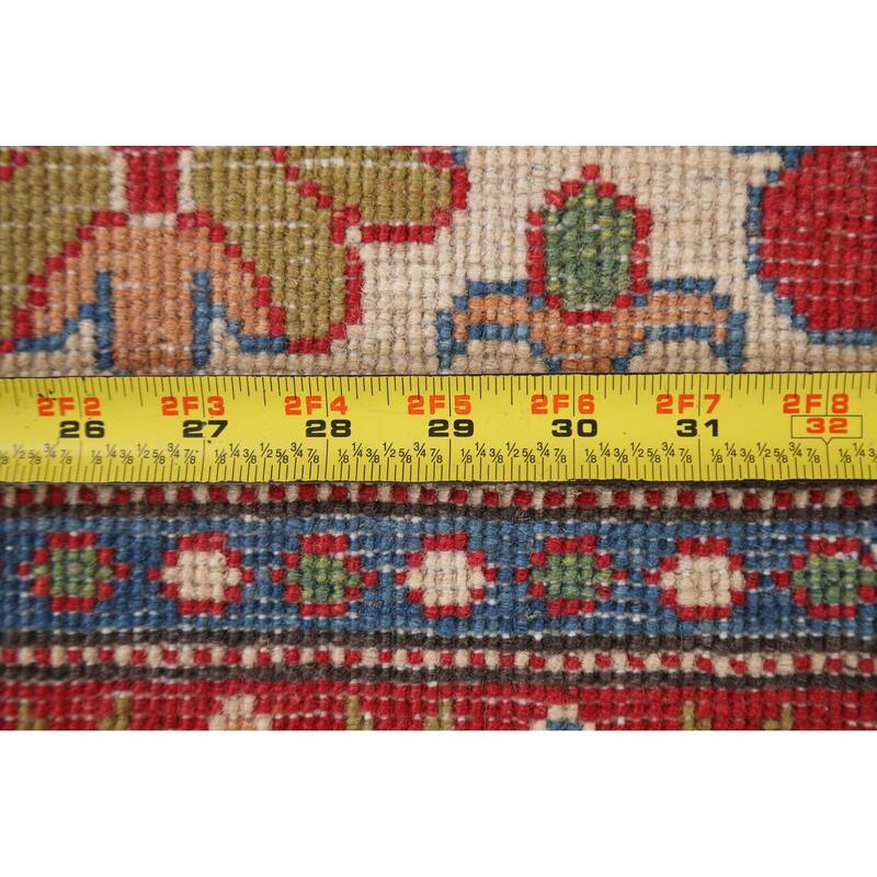 Vegetable Dye Kazak Oriental Geometric Area Rug Wool Handmade Carpet - 8'0" x 9'8"