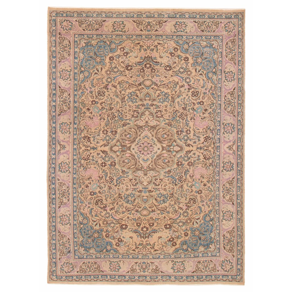 ECARPETGALLERY Hand-knotted Anatolian Vintage Beige Wool Rug - 6'5 x 9'0