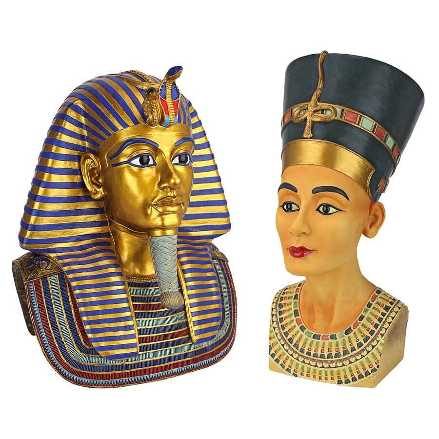 Design Toscano The Golden Mask of Tutankhamen and Queen Nefertiti