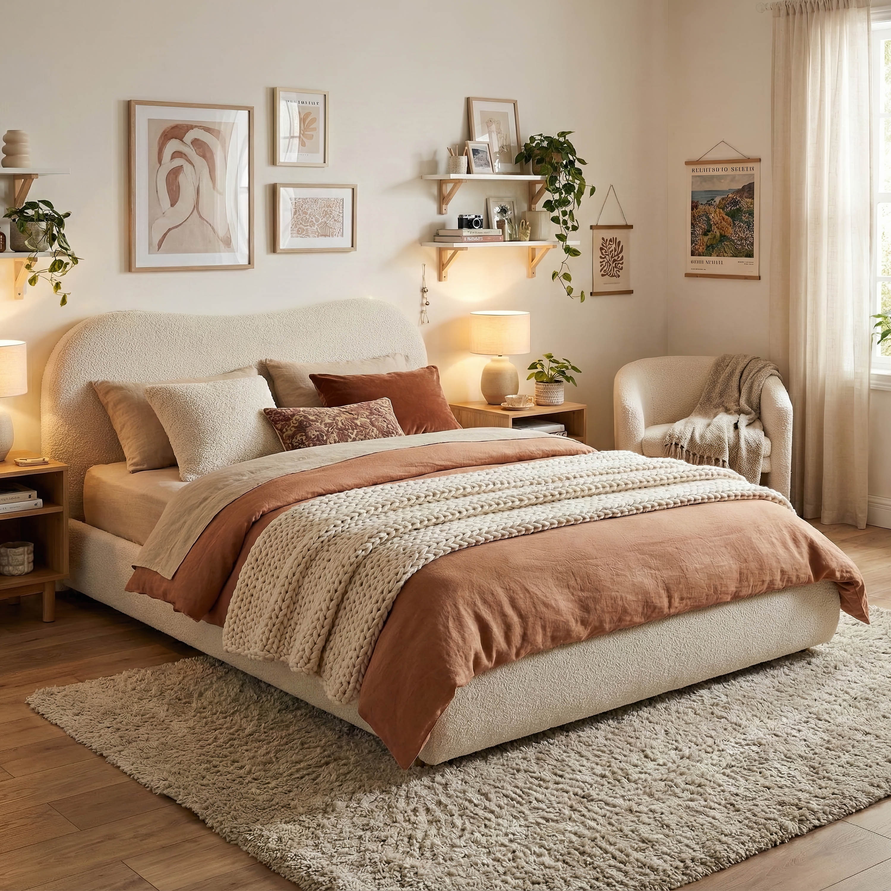 Furniture of America Niric Modern Fabric Upholstered Platform Bed with Storage Footboard