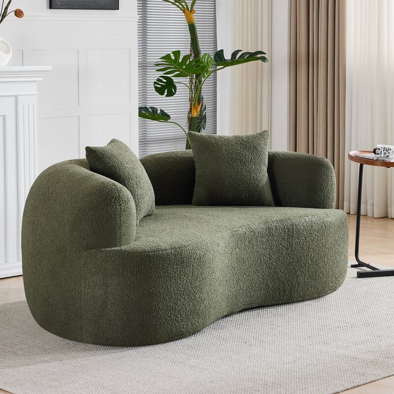 Anmytek Curved Loveseat Sofa 66.93 Inch No-Assembly Teddy Velvet Compact