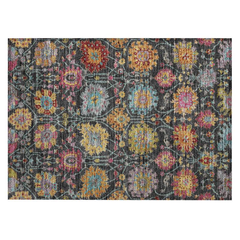 Machine Washable Indoor/ Outdoor Traditional Kashan Chantille Rug