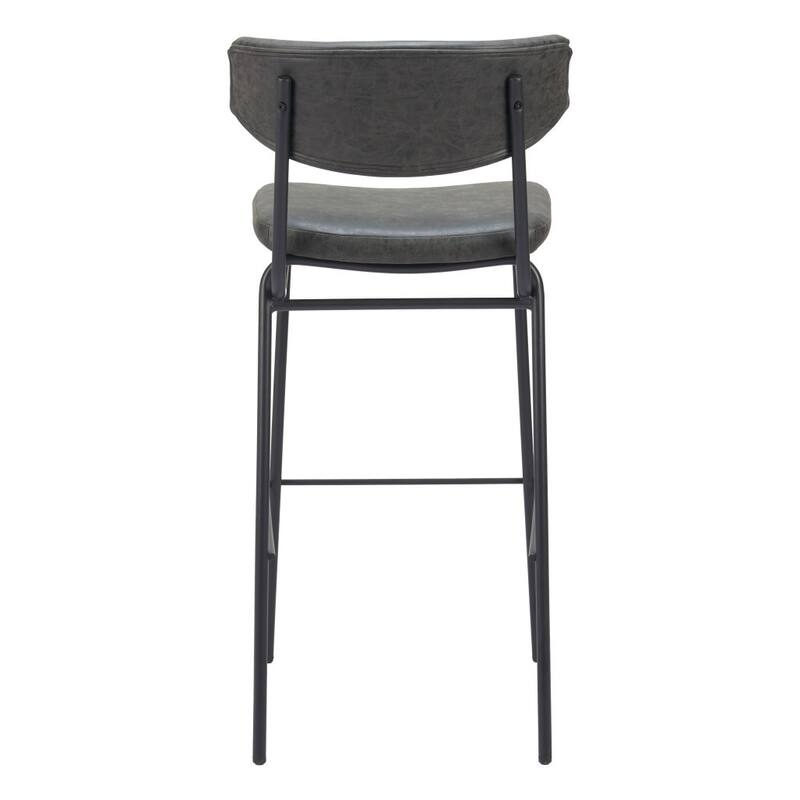 HomeRoots Set of Two 26" Black Faux Leather and Steel Low Back Counter Height Bar Chairs