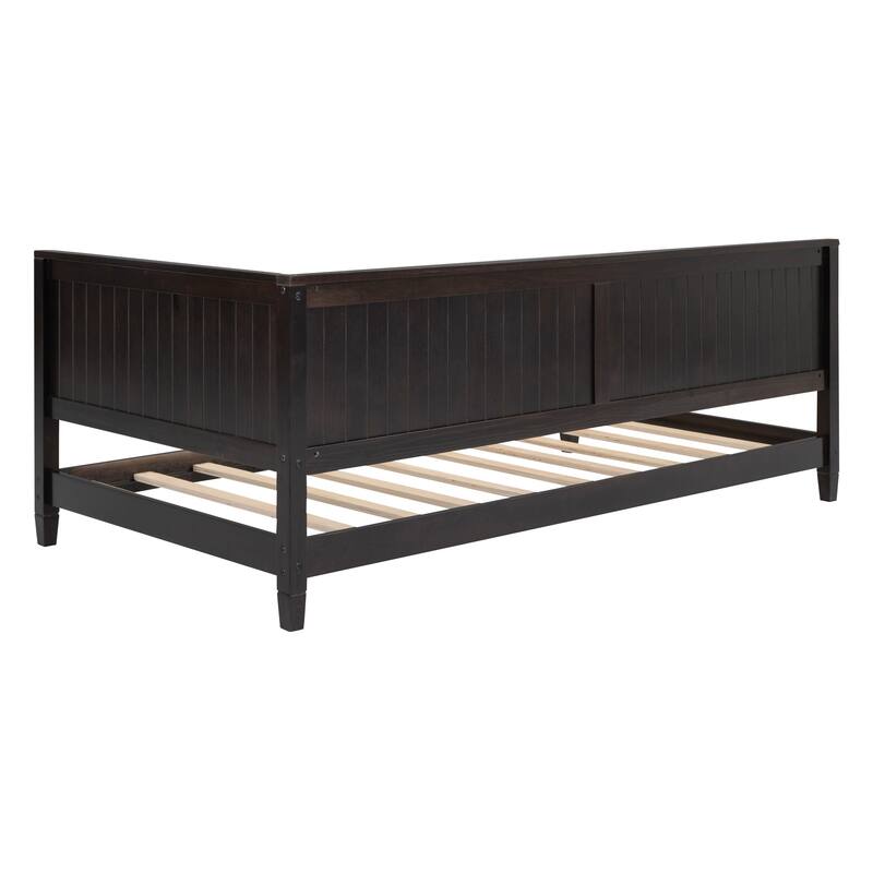 Twin Wooden Daybed with Backrest & Armrest