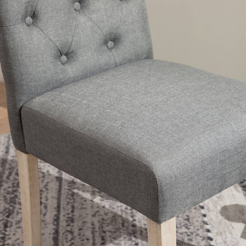 Contemporary 5-Piece Dining Set with Round Table and Button-Tufted Chairs - Solid Wood Construction for Lasting Durability