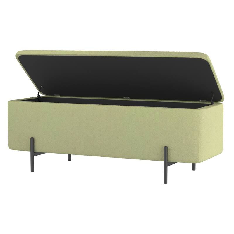 Modern Fabric & Metal Storage Ottoman Bench