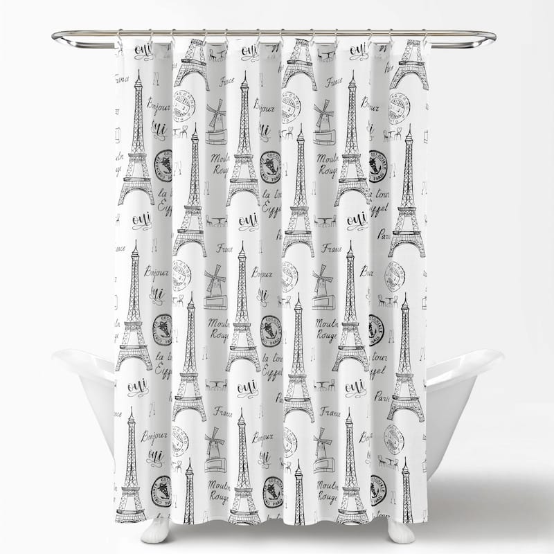Lush Decor Paris Bonjour Cotton Shower Curtain
