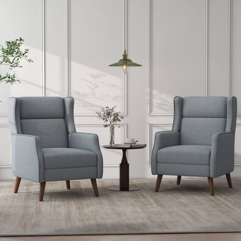 Set of 2 Upholstered Modern Accent Chair Living Room Armchairs - Dark Gray