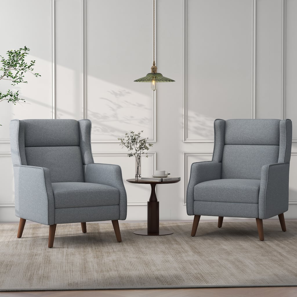 Set of 2 Upholstered Modern Accent Chair Living Room Armchairs