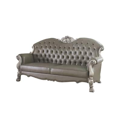 Adison Vintage Bone White Button-Tufted Sofa