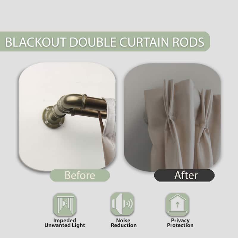 InStyleDesign Industrial Steel Pipe 1-inch Double Adjustable Curtain Rod