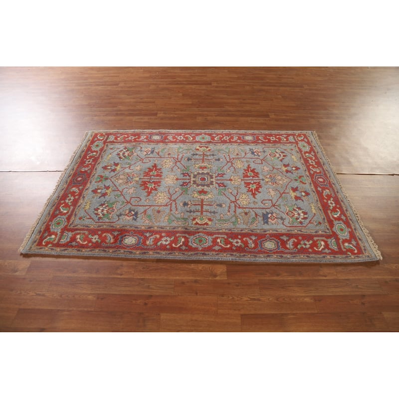 Heriz Serapi Indian Rug Hand-Knotted Wool Carpet - 3'11"x 6'0"