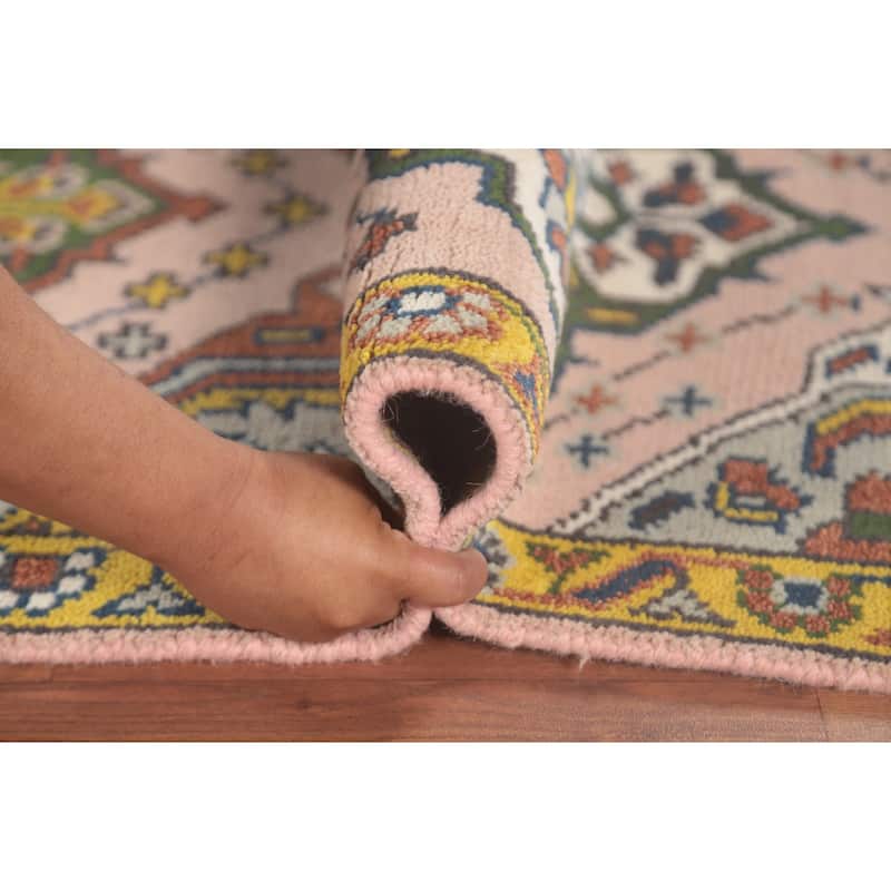Light Pink Kazak Oriental Runner Rug Wool Carpet - 2'7"x 9'10"