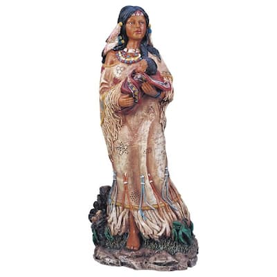 Q-Max 11"H Indian Woman with a Baby Statue Native American Decoration Figurine