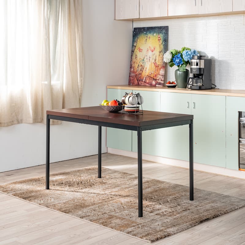 Modern Mid Century Kitchen Table, 47in Farmhouse Rectangular Walnut Dining Table for Dining Room,Apartment, Brown - Brown