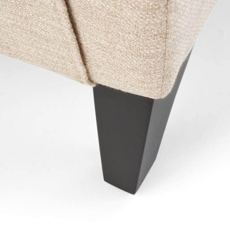 Modern Fabric Upholstered Push-Back Recliner with Footrest, Nailhead Accents, Birch Wood Legs