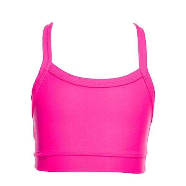 Shop Lexi Luu Little Girls Neon Pink Solid Color Cross Back Dancewear Crop Top Overstock 28299039