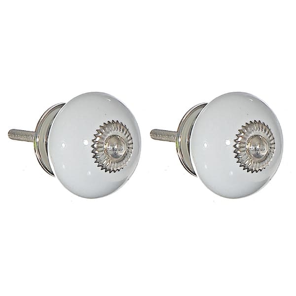 slide 2 of 3, Decorative Smooth Ceramic Knob Set Of 2 White - Set of 2