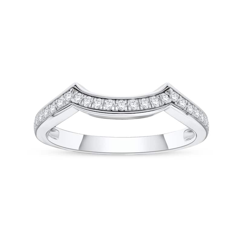 1/6ct TDW Diamond Contour Wedding Band in 10K Gold for Women - 7.5 - White