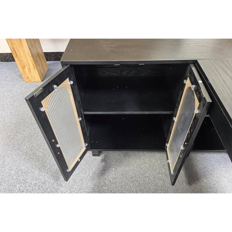 59-Inch L Shaped Desk with Storage Cabinet, Corner Executive Desk