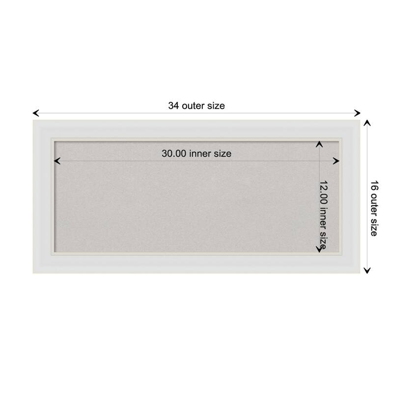 Flair Framed Grey Corkboard Bulletin Board - Flair Soft White - Board Size 30x12