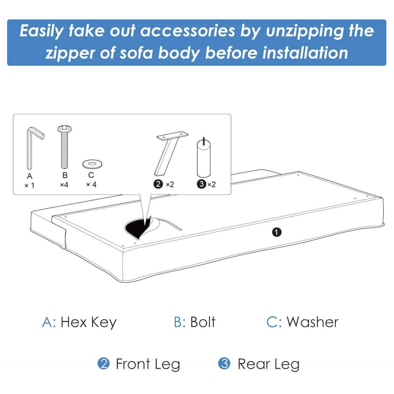 Convertible Futon Sofa Bed Adjustable Sleeper with Stainless Steel Legs - 69.5"x 38"x 16"(L x W x H)