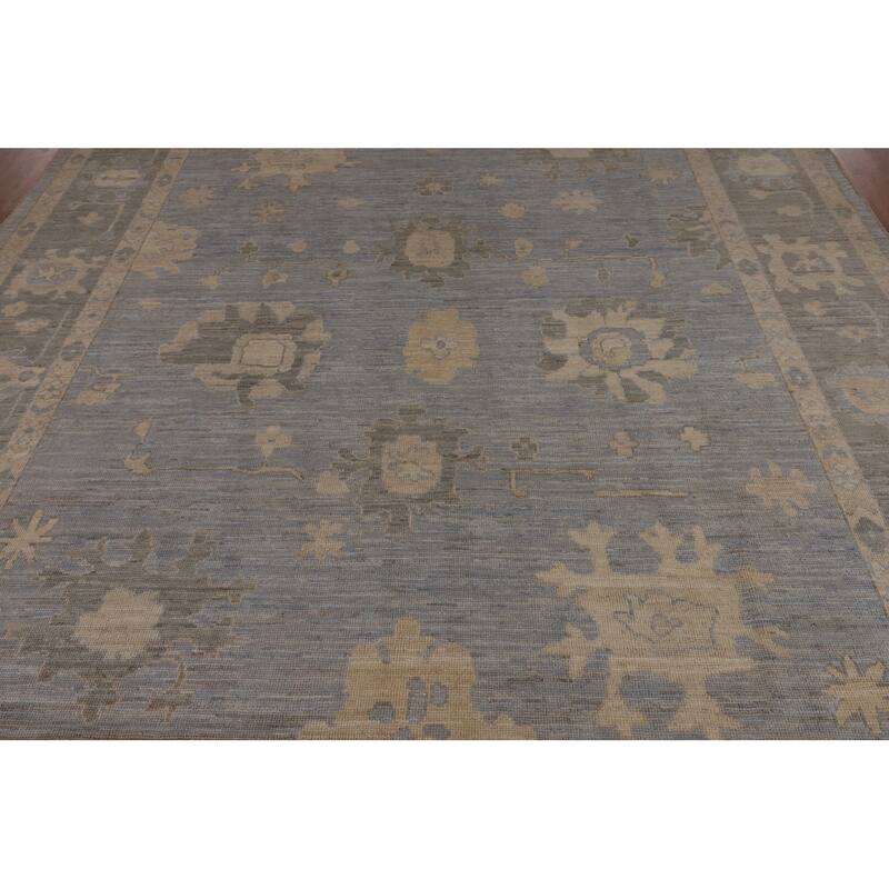 Blues Oushak Turkish Area Rug Handmade Wool Carpet - 8'0"x 9'10"
