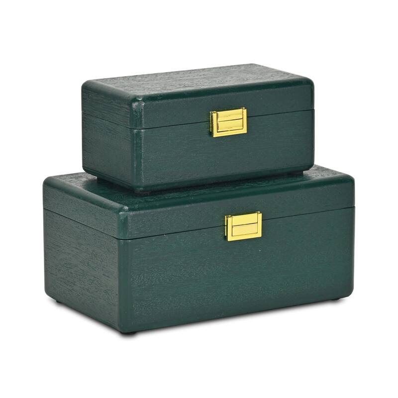 Sable Set of 2 Wooden Boxes with Gold Handles