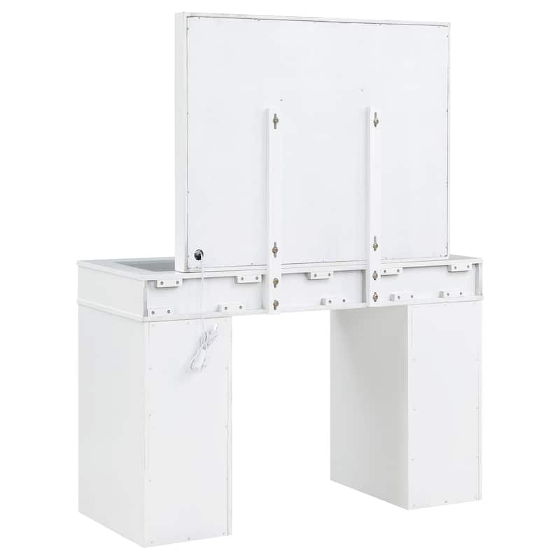 Regina Makeup Vanity Table Set with Stool and Lighting White