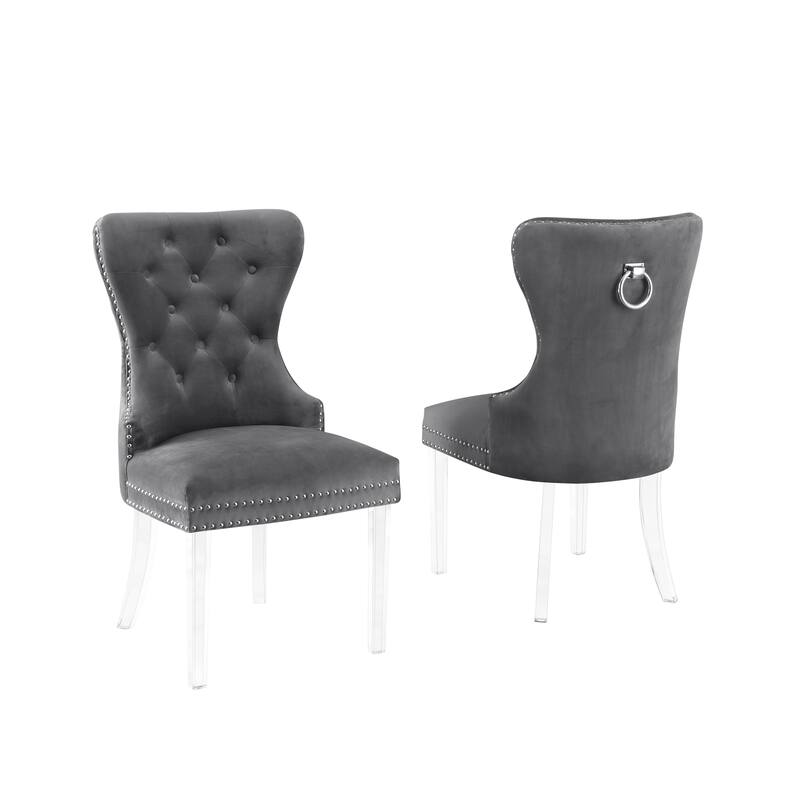 Best Quality Furniture Button Tufted Nailhead Wingback Chairs Acrylic-Set of 2
