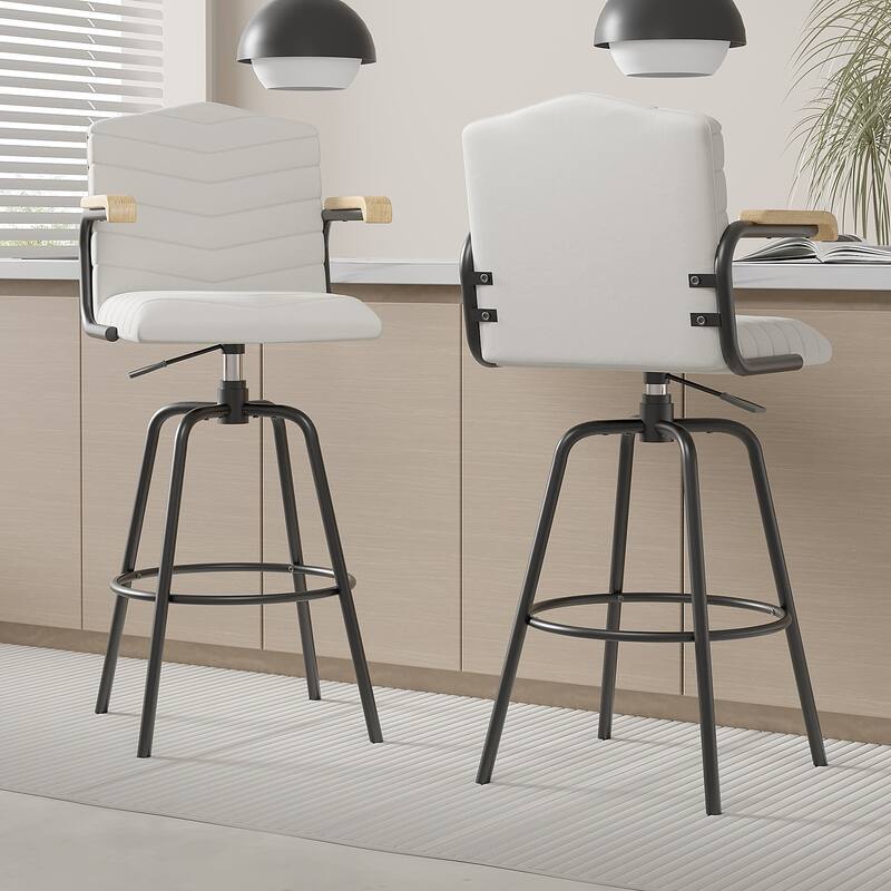 Javlergo Bar Height Bar Chairs Upholstered Bar Stools with Back and Arms Tall Kitchen Island Seating for Home/Commercial Use