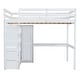 preview thumbnail 25 of 28, Full Size Loft Wood Bed with Desk, Drawers & Storage Shelves, Bedframe with Wardrobe, Full-Length Guard Rail for Bedroom Dorms
