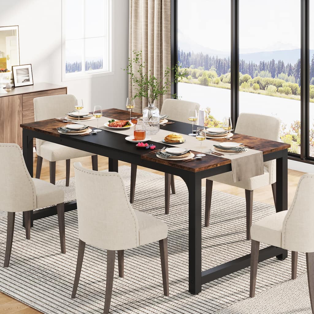 63" Industrial Dining Table for 4-6, Kitchen Table for Dinning Room - 63" L x 31.5" W x 29.53" H
