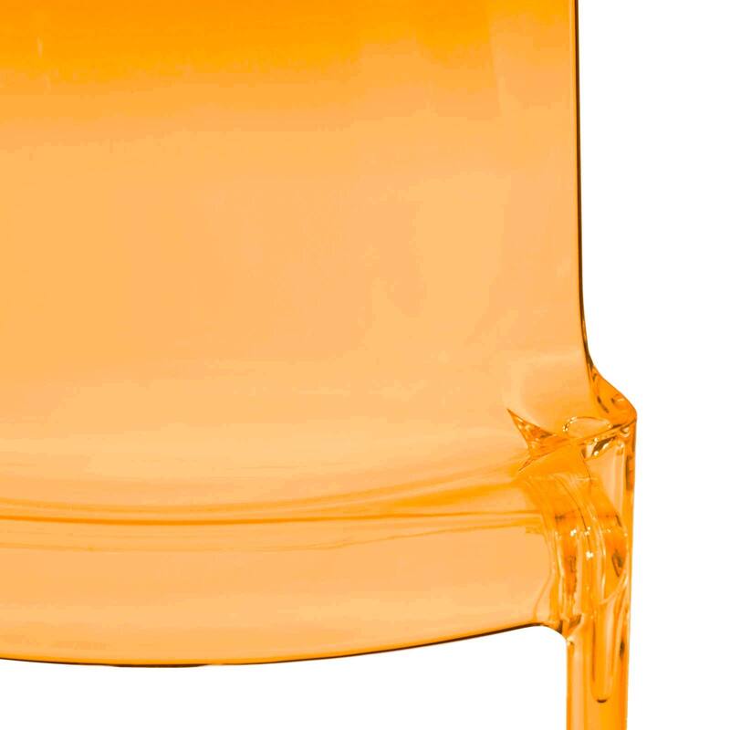 Stackable Plastic Dining Chair Set of 2 Modern Full Back Acrylic Transparent Side Chair