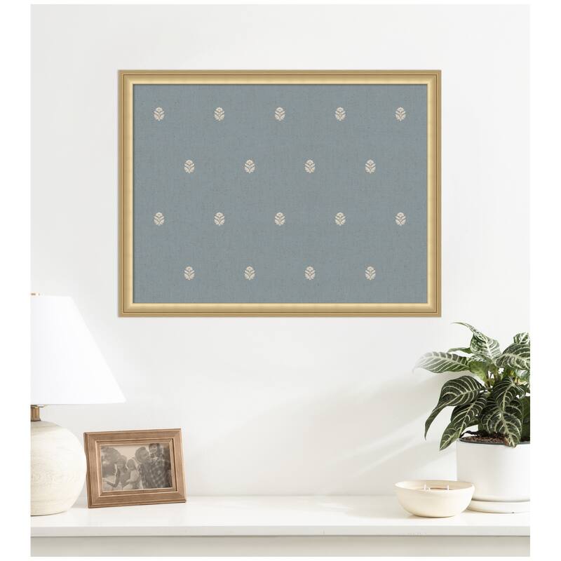 Kate and Laurel Pinboard Blue Botanical Block Print