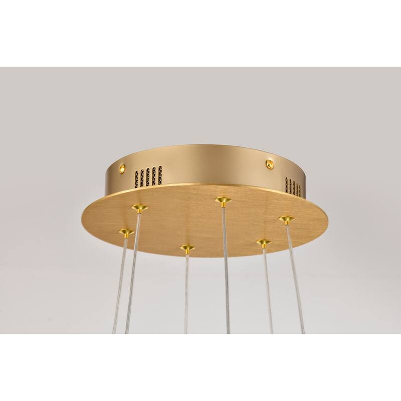 Kenzo LED 6 Light Chandelier Polished Anodized Bronze Finish Light Guide Panel - Polished Anodized Bronze