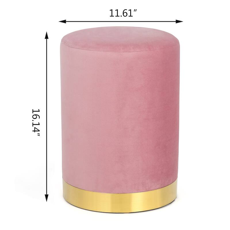 Adeco Footstool Ottoman Vanity Stool with Gold Base