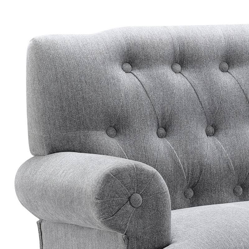 Moser Bay Arete Upholstered Tufted Settee Chesterfield Style Loveseat, Velvet or Linen