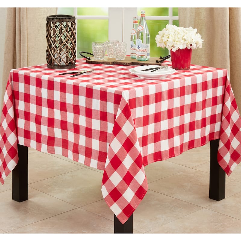 Casual Buffalo Plaid Tablecloth - 70 x 70-Square - Red/White