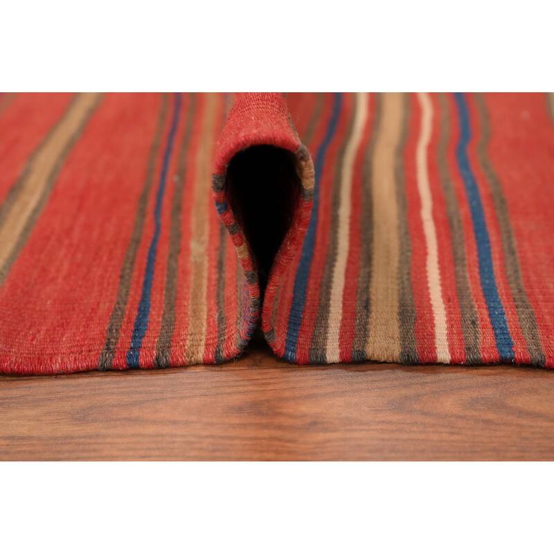 Hand Woven Oriental 100% Wool Carpet Southwestern Geometric Oranges & Rust Kilim Area Rug - 7' 9'' X 4' 9''